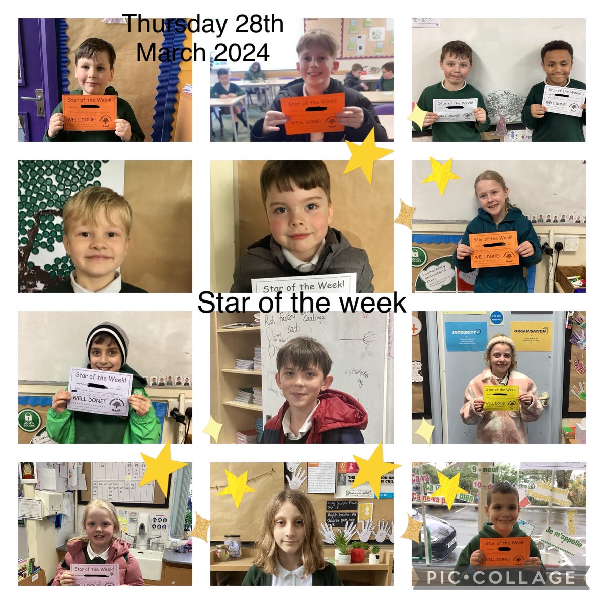 Congratulations to all our Stars of the Week! Wishing you all a restful Spring break 🌞