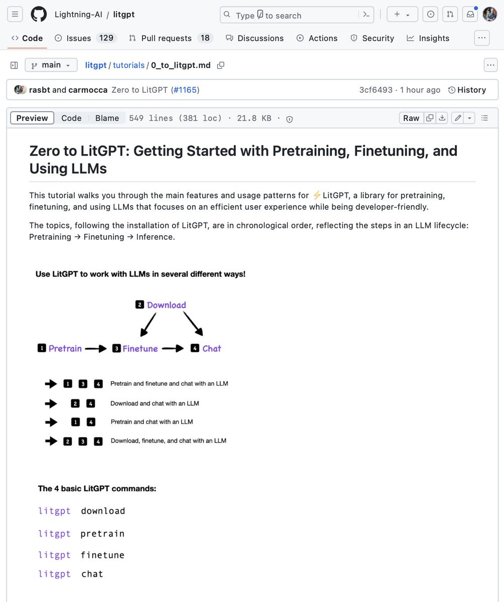 I often get asked which LLM library I use for my experiments, side projects, and to help build solutions for customers. I actually use the one I help develop, LitGPT: github.com/Lightning-AI/l… It's focused on performance and ease of use but is also designed to be easily extendable…