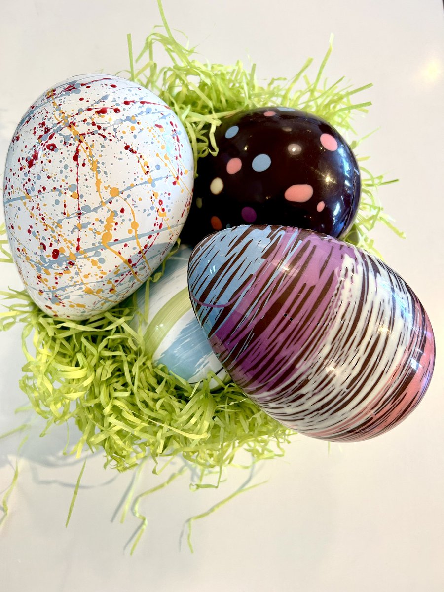 These large premium chocolate eggs have hollow eggs in them! We are OPEN Thursday 10-6 Friday 12-4 and Saturday 10-5 at CCP, 180 Provencher 🐣 LOTS of chocolate selections as we are stock full with Easter chocolates and more! 🐇 ✨