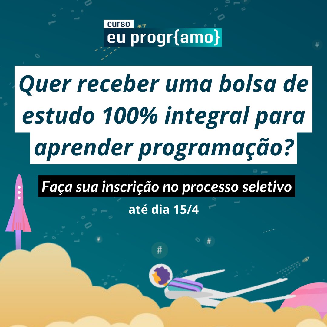 programaria's tweet image. Quer aprender programação, mas, no momento, não pode investir em um curso? Temos uma excelente notícia para você! 🎉

Estão abertas as inscrições para o Processo Seletivo de Bolsas dos Cursos #EuProgrAmo! Uma chance incrível de começar sua jornada na programação.

🔗Link na bio!