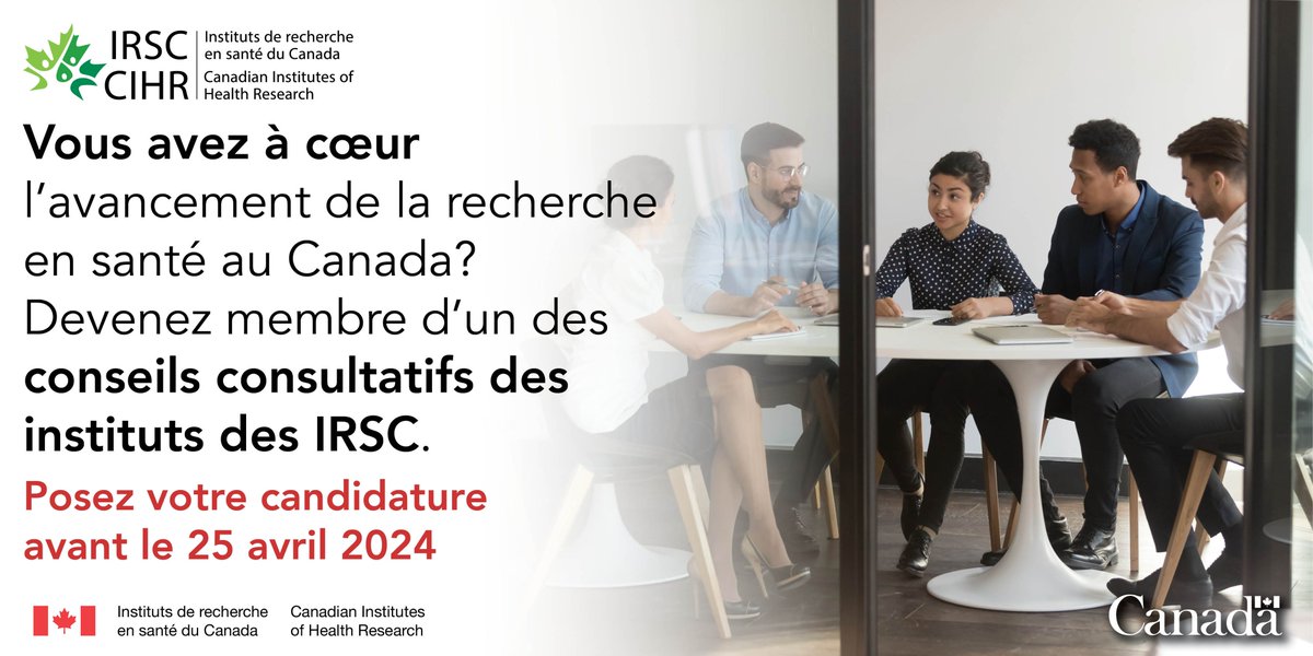 Rejoignez le Conseil consultatif d'institut de l'IV. Aidez à conseiller le directrice scientifique Dre. @Jane_Rylett de l'IV et à définir les priorités de recherche de l'Institut. La date limite pour postuler est le 25 avril 2024. En savoir plus: tinyurl.com/bde8j38s