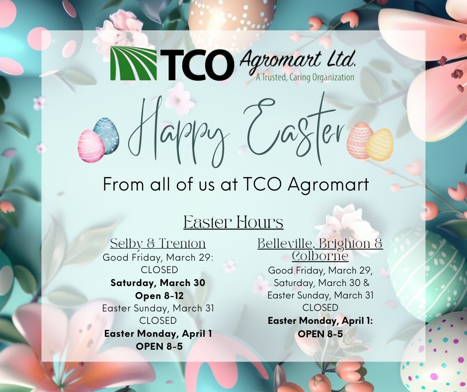 🌷 Happy Easter from all of us at TCO Agromart 🐰