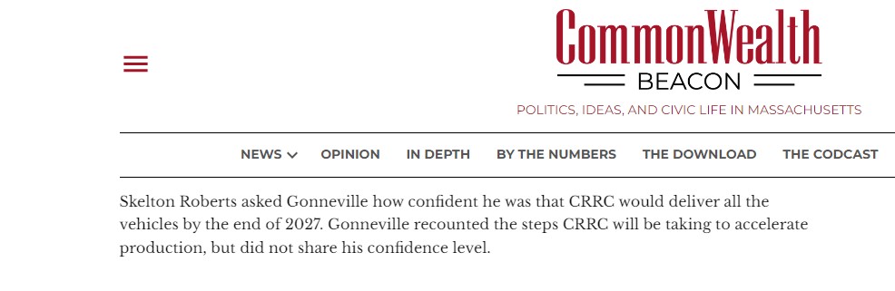 Boston's rep on MBTA board asks T official's confidence level that maker of new trains would deliver all vehicles by end of 2027. His response is....😬 via @BruceMohl commonwealthbeacon.org/transportation…