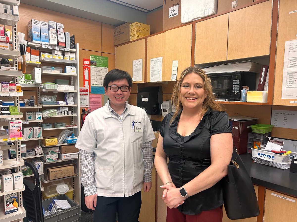 Big thanks to MLA Megan Dykeman representing Langley East for visiting Save on Foods #984  during Pharmacist Appreciation Month!  It was an honor to have you discuss the vital role pharmacists play in improving access to primary care with Pharmacist Thomas Ling.  #PAM2024