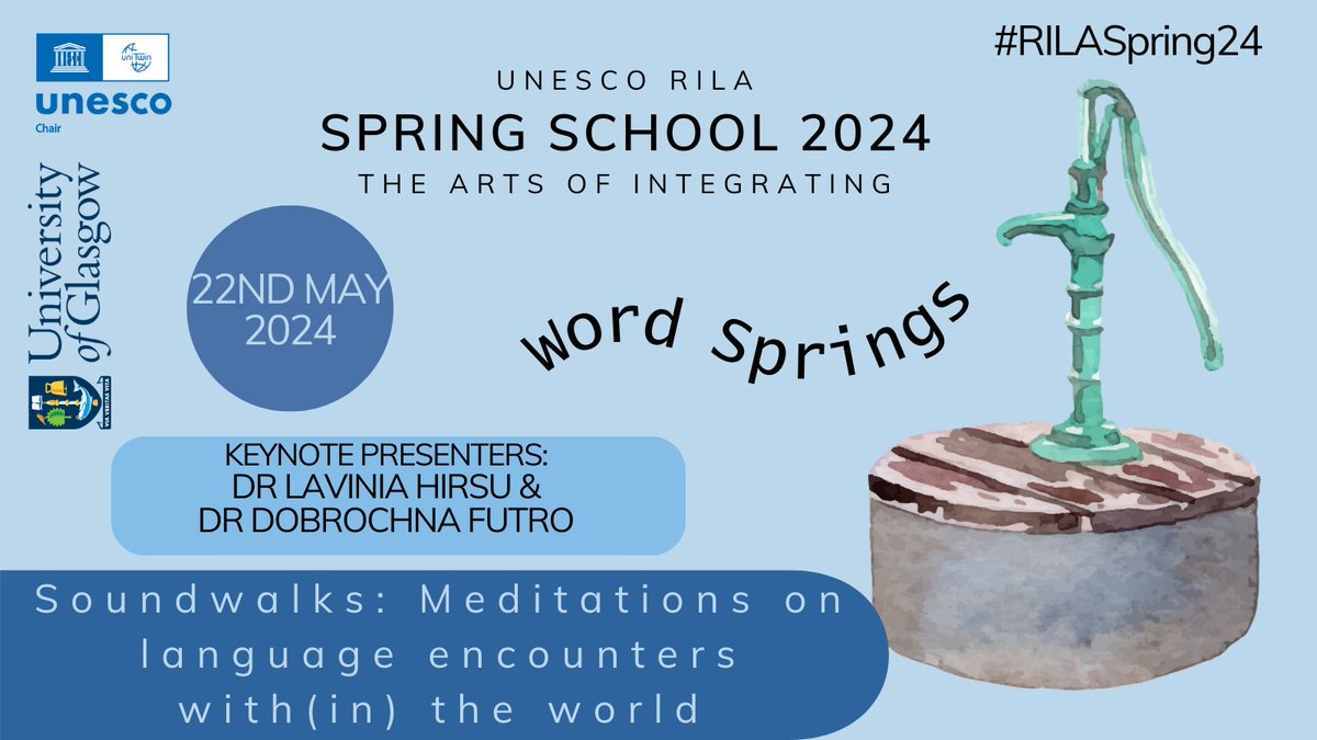 Keynote Speakers🗣️ @Lavinia_Hirsu and @dobrochnafutro at #RILASpring24 What are words if not sounds? What are sounds if not words? This soundwalk allows you to reflect on your environment and experiences with language @UofGEducation @UofGlasgow @UofGSocSci @scottishcilt