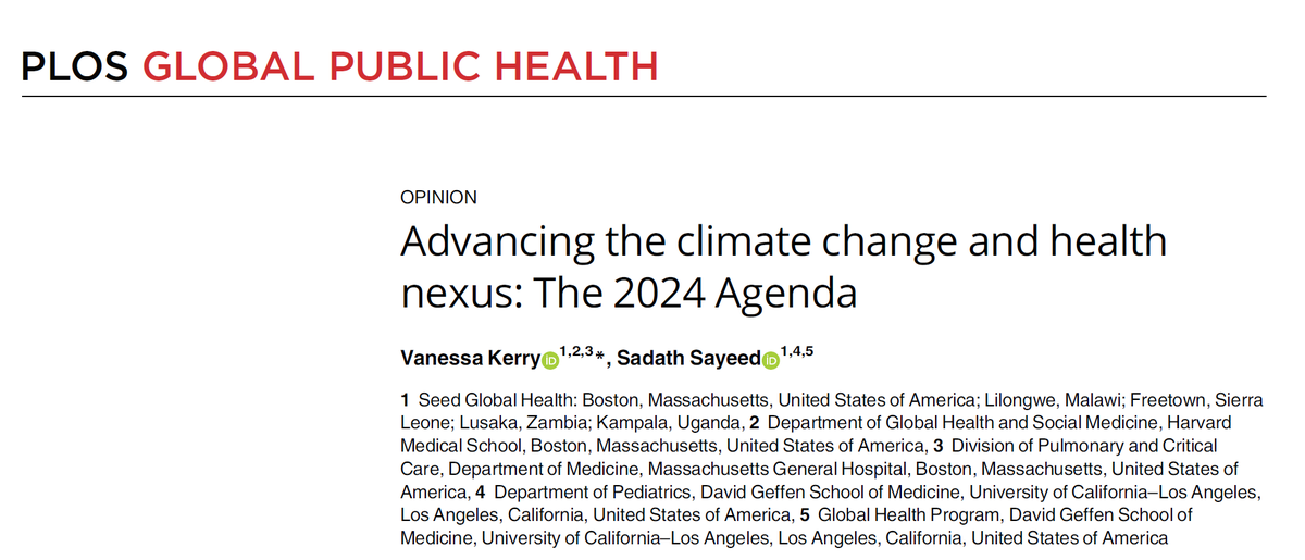 At @PLOSGPH, we are pleased to publish two new Opinion articles on climate crisis & health #1 'The climate crisis is a health and well-being crisis' by @VBKerry @Seed_Global & Sadath Sayeed @Harvard journals.plos.org/globalpubliche…