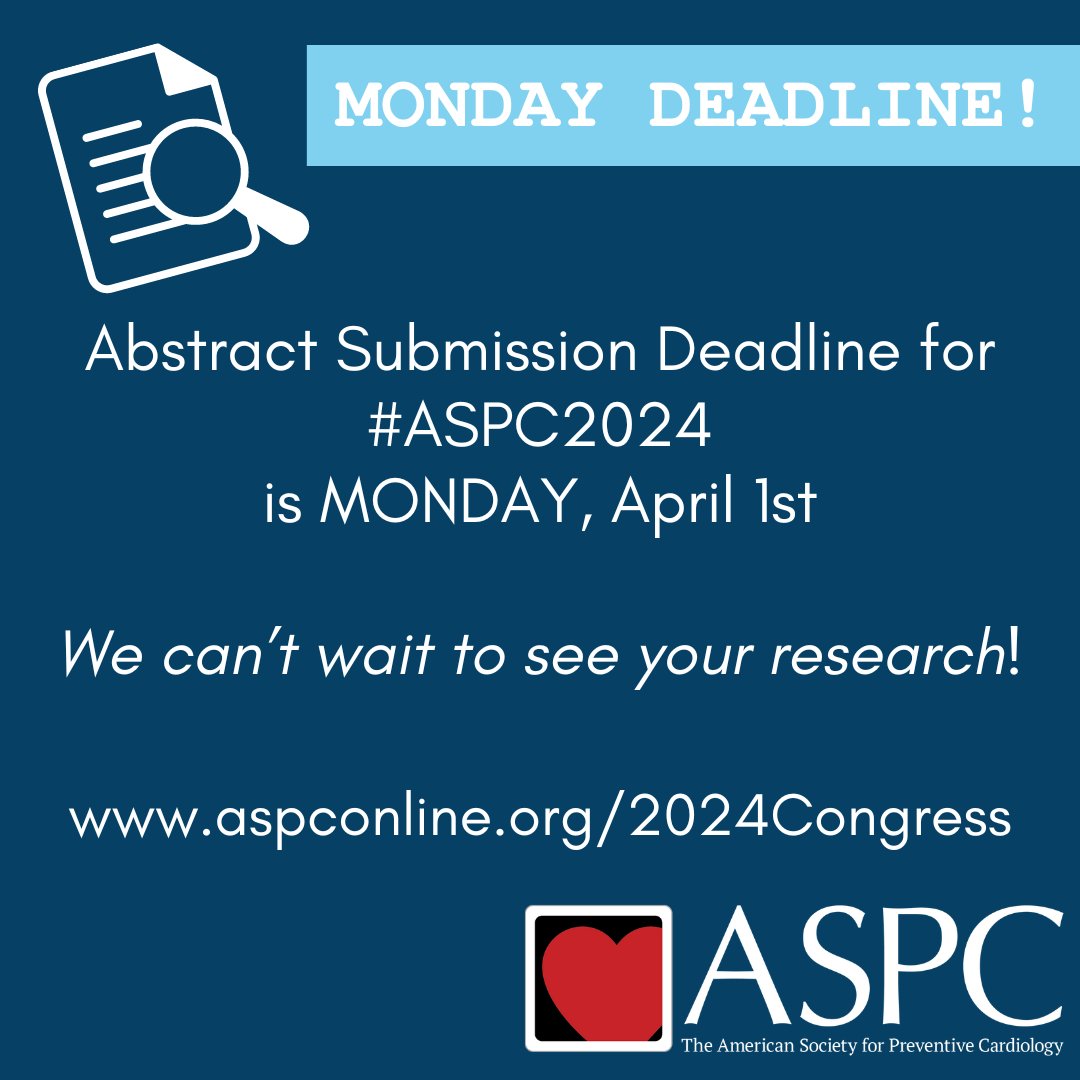 4 days left until the #ASPC2024 (Salt Lake City | Aug 2-4) Abstract Submission deadline! That's plenty of time to finalize your work and submit your Case Report or Scientific Abstract. @dramitkhera @drmarthagulati @drmichaelshapir aspconline.org/2024Congress