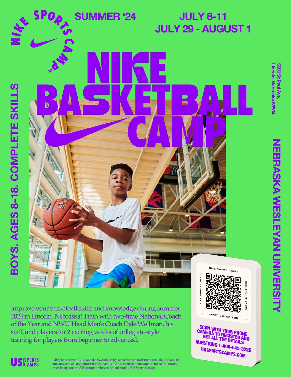 Nike Summer Basketball Camp is right around the corner at NWU! Scan the code or follow the link below to sign up now!! 🔗- tinyurl.com/3resvdku