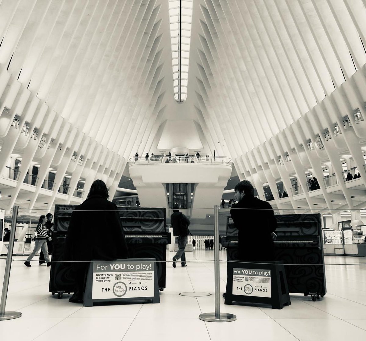 What a beautiful moment… Music teacher Mr Kennett and Yr13 student Shaun M serenade Friday New Yorkers in the magnificent Oculus World Trade Centre. #NYC2024