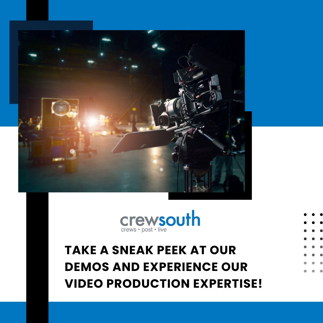 Crewsouth's tweet photo. Take a sneak peek at our demos and experience our video production expertise!

 #CameraCrew #VideoProduction #CorporateVideos #DroneVideo #EventProduction #FilmProduction #LiveStreaming #MarketingVideos #MediaProduction #TVProduction #VideoEquipmentRentals #WebStreaming https://t.co/6iycFPyl5H