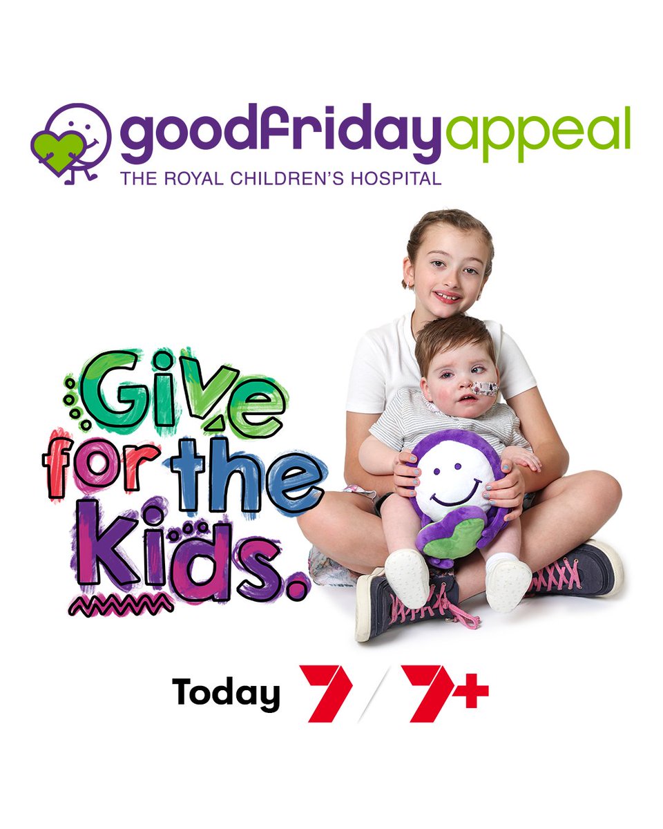Today's the day! 💜💚 Be watching Channel 7 Melbourne and @7plus nationally for the @GoodFriAppeal and help raise vital funds for @RCHMelbourne How to donate: goodfridayappeal.com.au #GoodFridayAppeal #GiveForTheKids