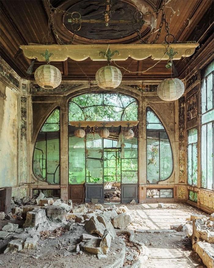 Winter garden in abandoned art nouveau mansion, Italy… #beautiful