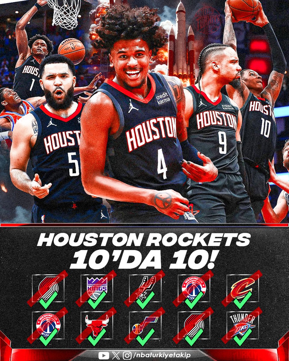 'Yenilme'yi unuttular! 🚀 Houston Rockets, bu sezonun flaş takımı Oklahoma City Thunder'ı da yenerek galibiyet serisini 10 maça çıkardı! Rockets'ın bir sonraki rakibi Utah Jazz olacak.