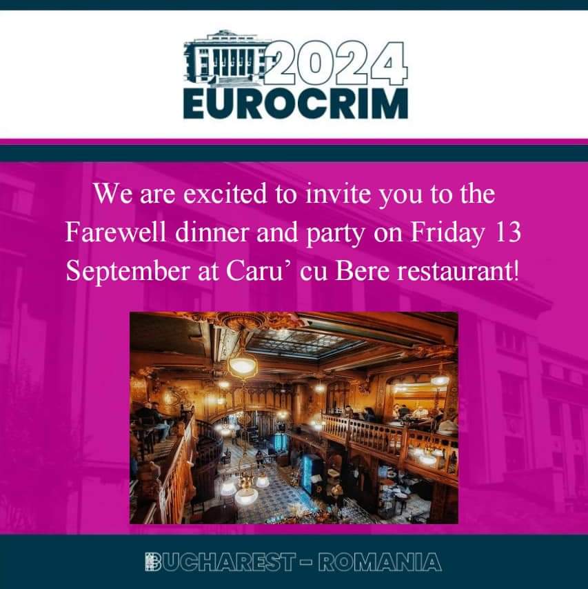 Reservations for the Farewell Dinner are now available! Please check the link below ⬇️ eurocrim2024.com/farwell-dinner…