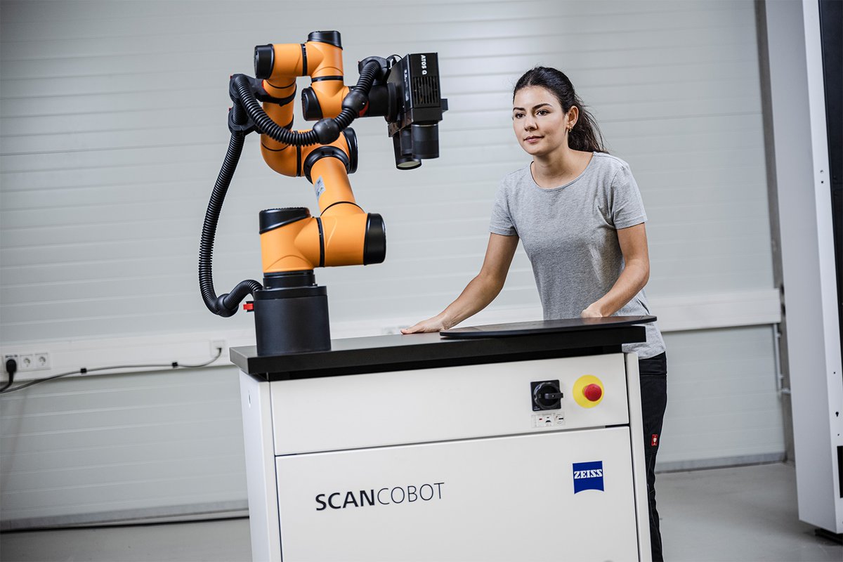 The mobile measuring station ZEISS ScanCobot is flexible - so it’s made to work WITH you. Just move it to where you need it – whether in the office or directly in the production. Book your personal demo here 👉 zeiss.ly/6qbh #automation #qualitycontrol