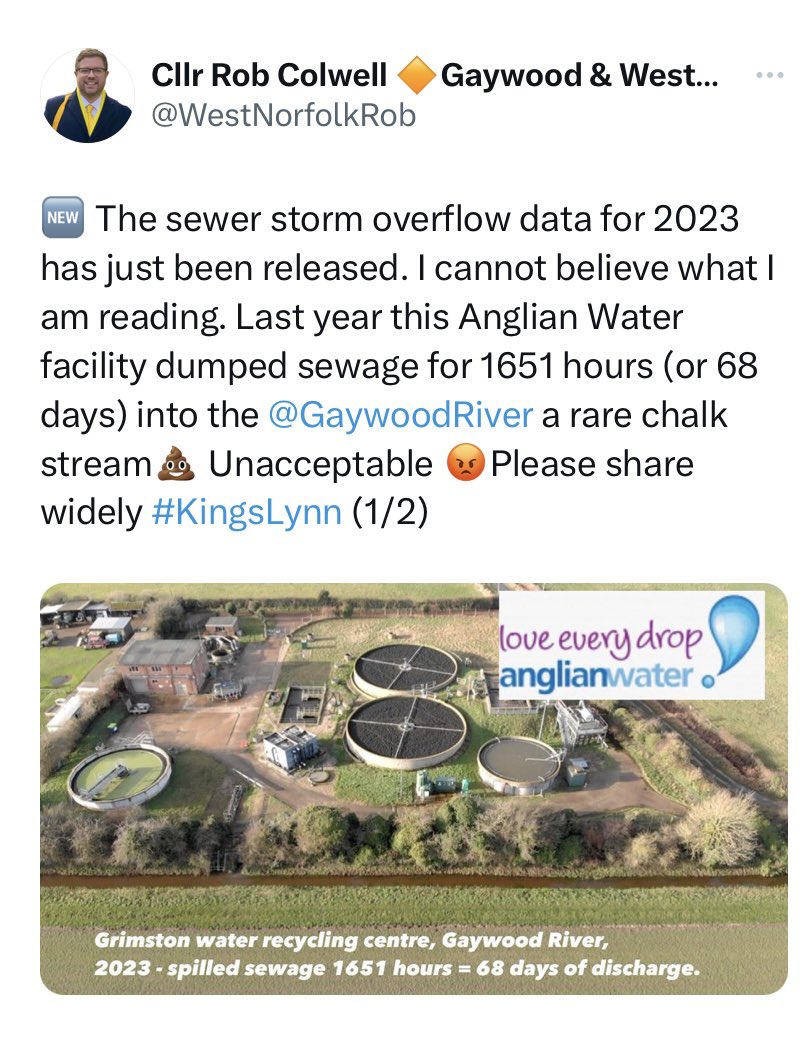 @markjdye Nailed it 👏@AnglianWater 💩SORT YOUR 💩OUT #ThrivingEast ? @GaywoodRiver  Grimston STW works 1651 hours dumping 💩or 68 days @WestNorfolkRob