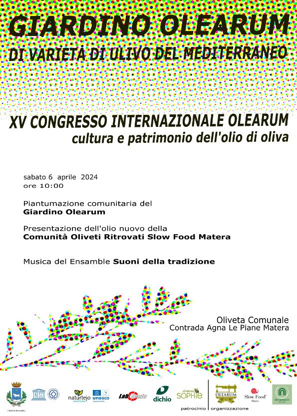 XV CONGRESSO INTERNAZIONALE OLEARUM, CULTURA E PATRIMONIO DELL’OLIO.
L'associazione Olearum, Cultura e Patrimonio dell'Olio celebra il suo XV Congresso annuale, e quest'anno lo farà in terra italiana. La sede sarà la città di Matera.