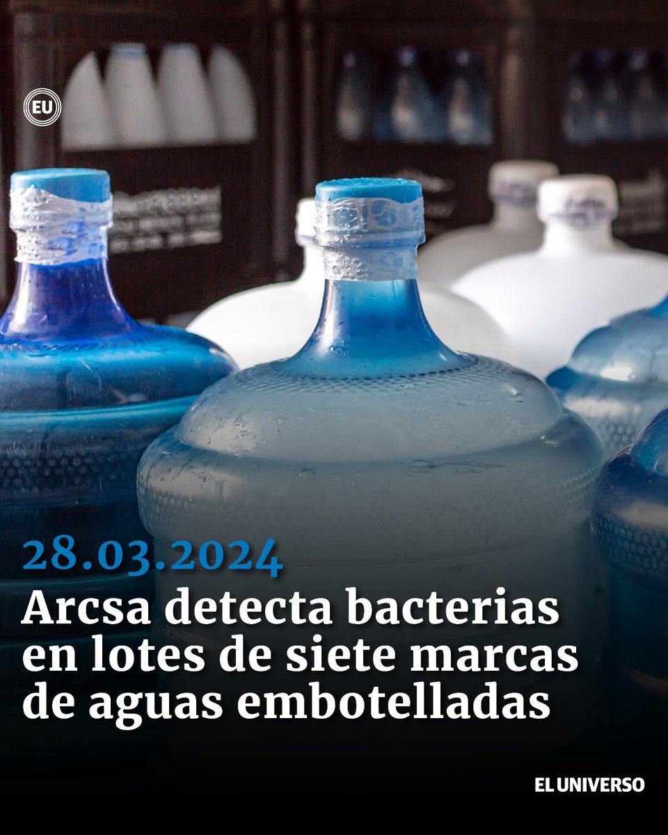 #Atención | Tras análisis de laboratorio, la Agencia Nacional de Regulación, Control y Vigilancia Sanitaria (#Arcsa) detectó parámetros microbiológicos (bacterias) en lotes de agua embotellada.  ow.ly/GZYX50R4IHW