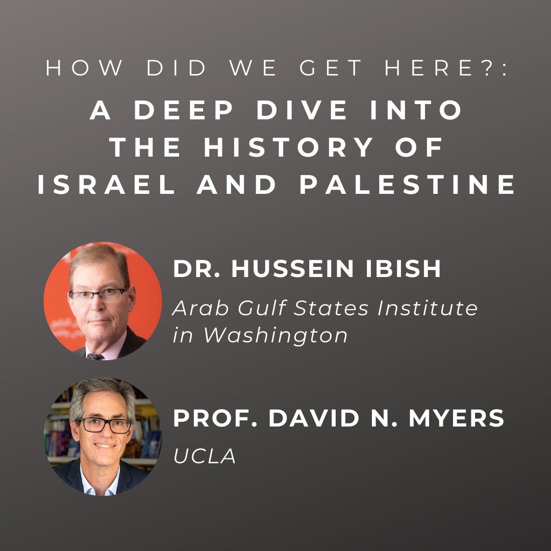 Join us for our upcoming event: How Did We Get Here: A Deep Dive into the History of Israel and Palestine With @DavidNMyersUCLA and @Ibishblog Open to UCLA ID Holders April 9, 11:30 am In-Person Only RSVP: docs.google.com/forms/d/e/1FAI… cc @israelstudies, @UCLAINTL