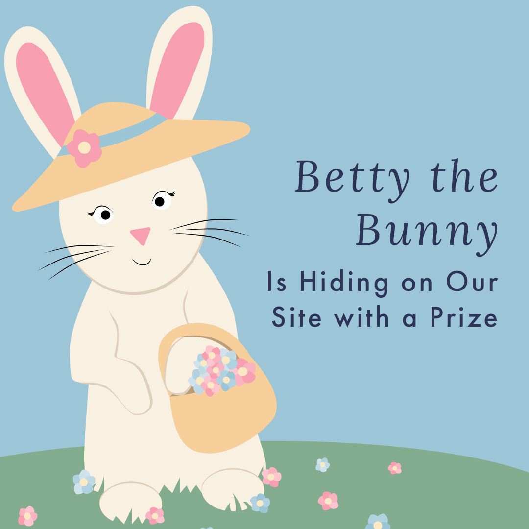 Betty the bunny is on the run Find her for a surprise of sitewide fun It’s a spring hunt with a stylish twist A deal like this can’t be missed HINT: Retro and coral red, with florals & checkers in every thread.