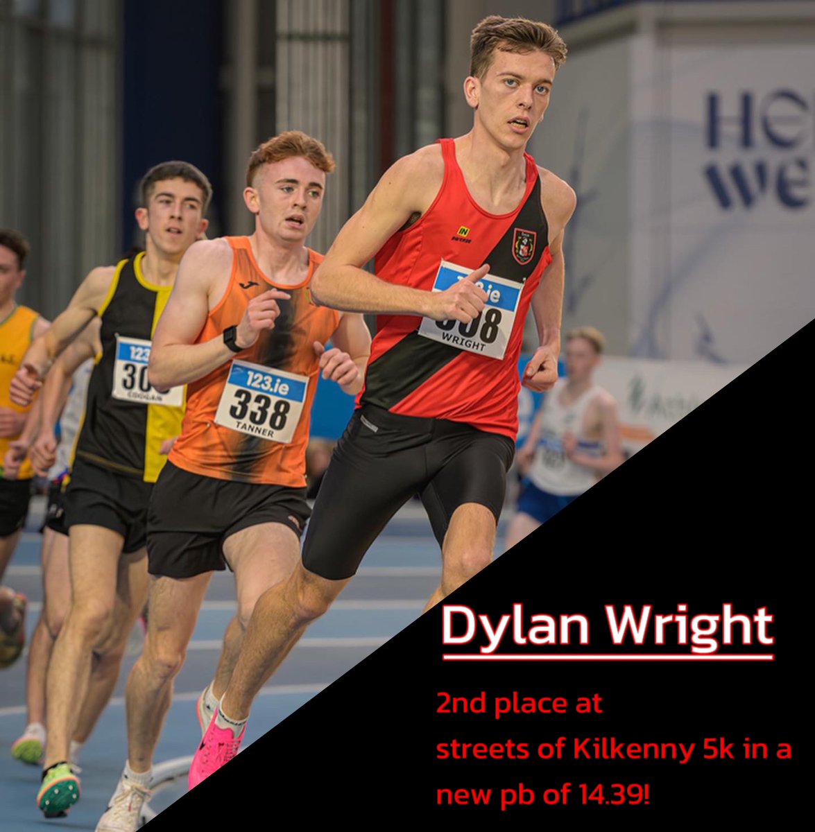 Congratulations to Dylan Wright who placed second tonight at the streets of Kilkenny 5k in a time of 14.39. This was a 26 second pb for Dylan🔴⚫️