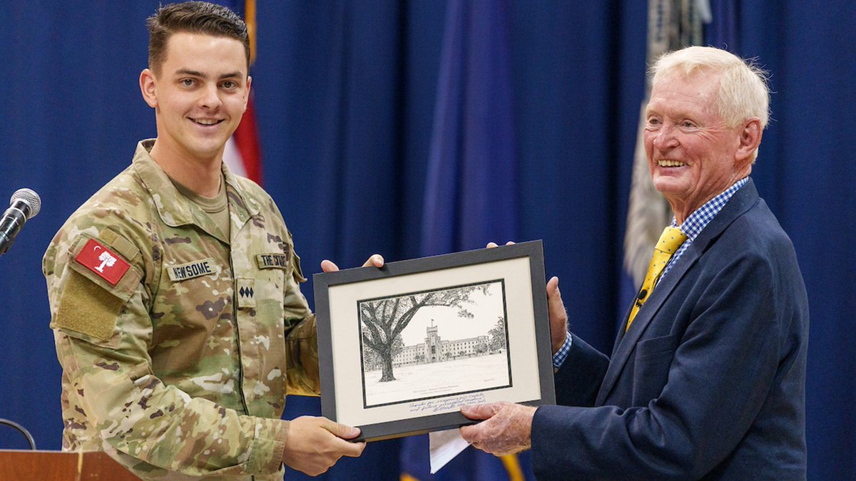 Author, veteran and former U.S. Assistant Secretary of Defense Bing West delivered a Greater Issues address to the Corps today. West spoke to cadets about his own experiences as a Marine and what sets The Citadel apart from other institutions. bit.ly/3TAS0q3