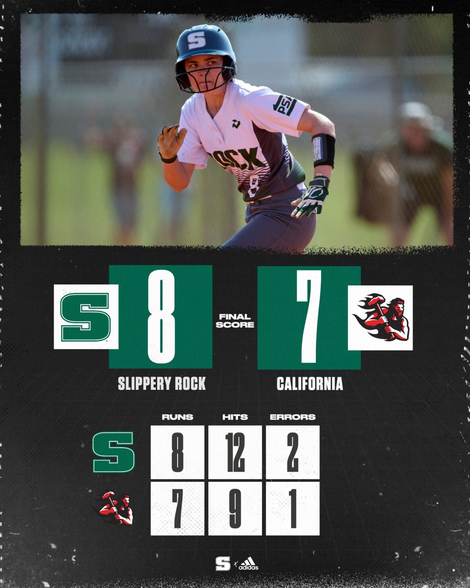 SB: ROCK WINS! After Slippery Rock scored five runs in the seventh inning, Grace Smith homered in the top of the eighth to ensure the split with California (Pa.)! Arielle Brown went 3-for-3 with four RBI in the 8-7 thriller, while Alexsa Hurd threw 10 STRIKEOUTS!
