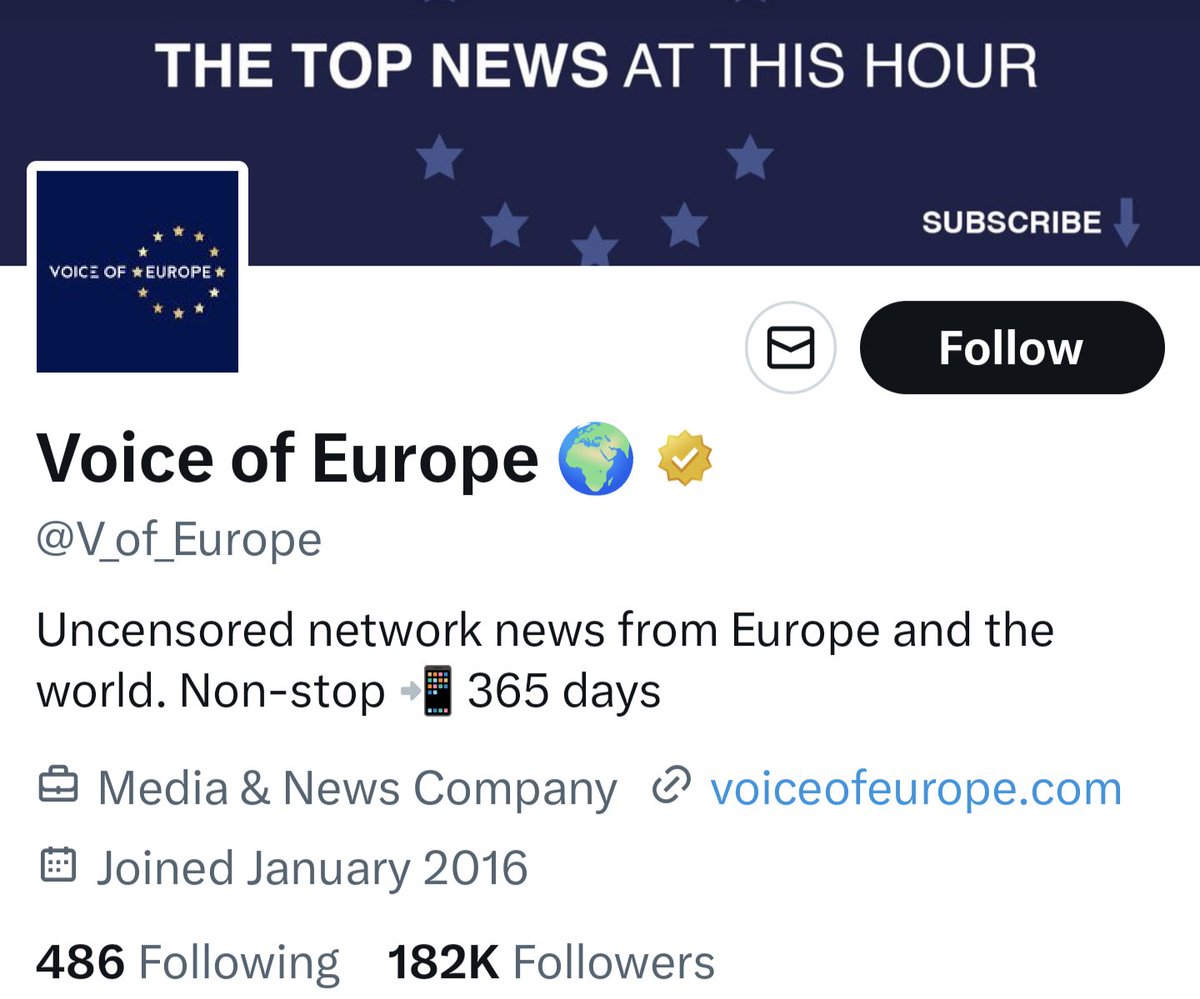 Voice of Europe (@V_of_Europe) is a Russian subversion operation against the West that is bribing European politicians, but sure, let them spread disinformation on Twitter as a 'verified organization.'