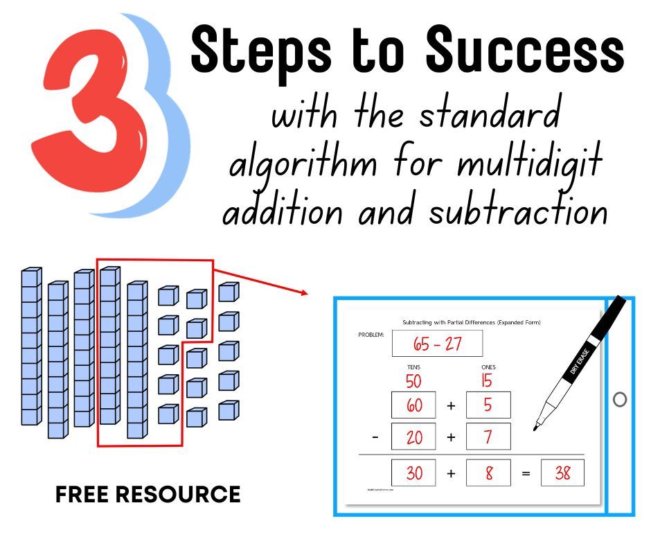 📚🎉 Your students can now master the standard algorithm for multidigit addition and subtraction in just 3 simple steps! 🚀 Read more and grab a FREE resource! 🙌 bit.ly/45QgCz3