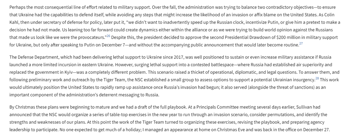 Interesting chapter from Alexander Bick who led the NSC's Russia-Ukraine Tiger Team on the Biden administration's thinking during the Russian buildup: 'Over the fall, the administration was trying to balance two contradictory objectives—to ensure that Ukraine had the…