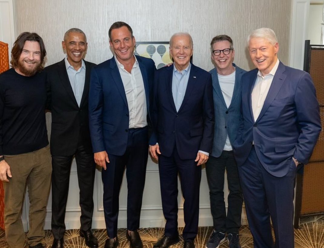 NEW Today, President Biden, and former Presidents Obama and Clinton appeared together on the @SmartLess podcast with co-hosts Jason Bateman, @SeanHayes, and @arnettwill