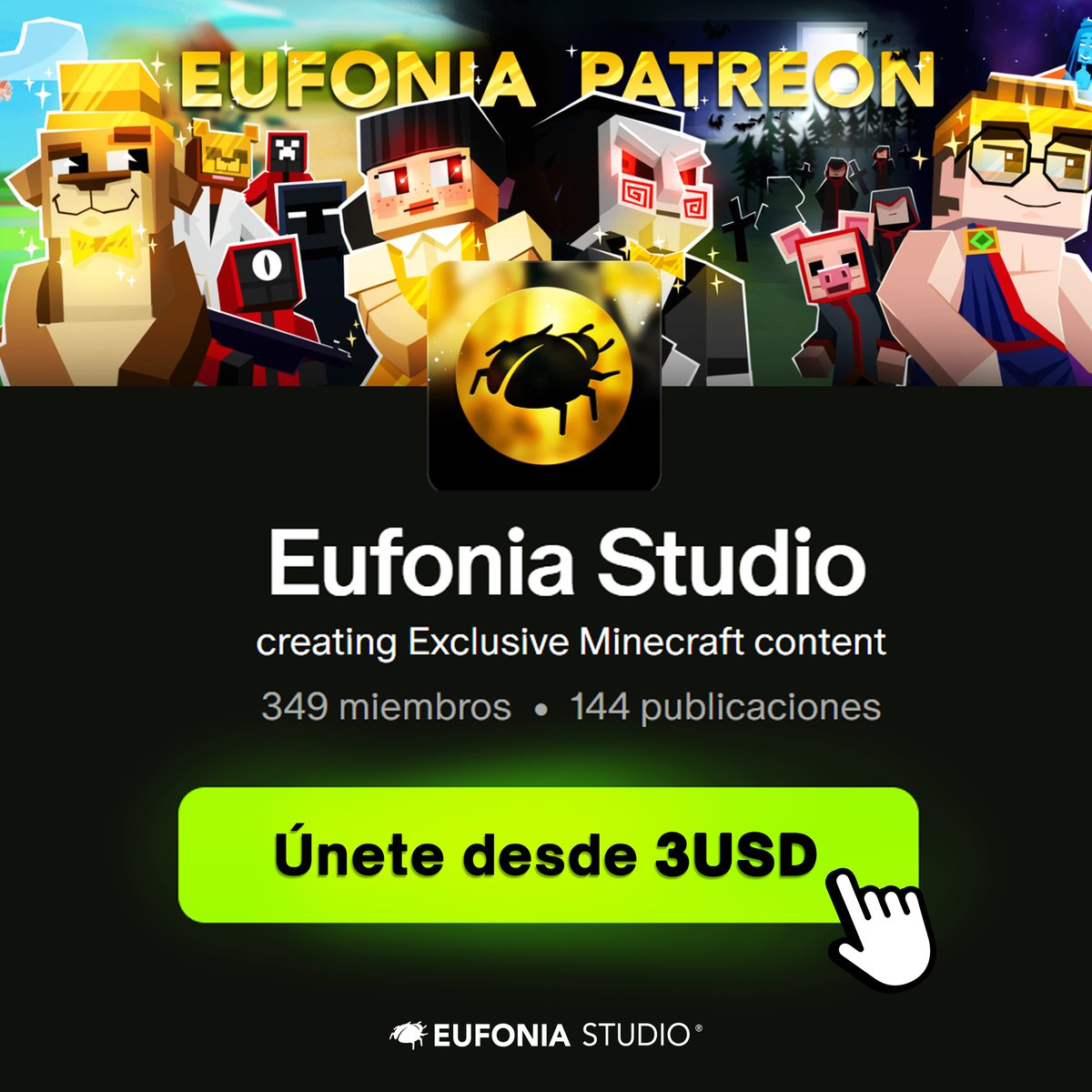 Patreon de Eufonia Studio! Contenido diario sobre desarrollo en Minecraft, detrás de cámaras de nuestros proyectos, conferencias de cómo desarrollar, SMP con Mods exclusivos. patreon.com/eufonia Cada suscripción nos ayuda a seguir creando contenido.🪲💚