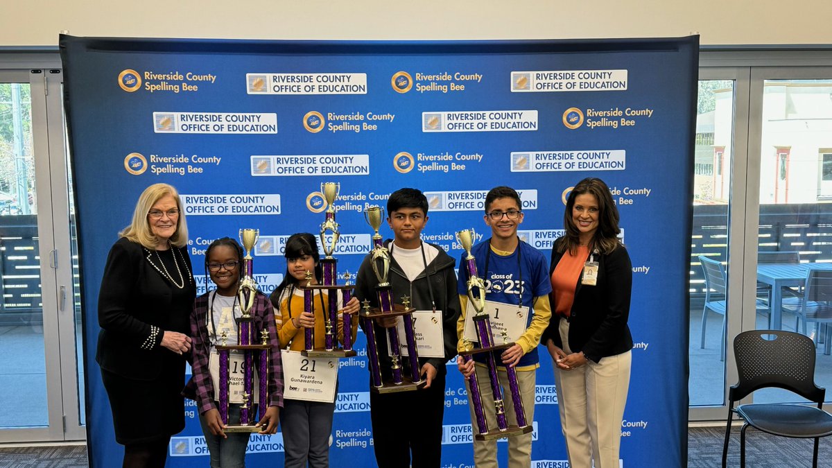 🏆Congratulations to Avijeet Randhawa from Auburndale Intermediate for winning the Riverside County Spelling Bee for the SECOND time! Avijeet spelled 'crescendo' flawlessly in the 19th round! 🎉 🐝 Avijeet will now represent CNUSD at the Scripps National Spelling Bee in May!