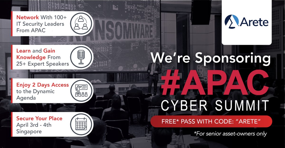 Get ready for the #APAC Cyber Summit on April 3-4 at Marina Bay Sands, Singapore! Raj Sivaraju will moderate a roundtable session focusing on resilience against cyber threats. Be part of this crucial conversation and register today: hubs.ly/Q02r2Tw50 

#CyberResilience
