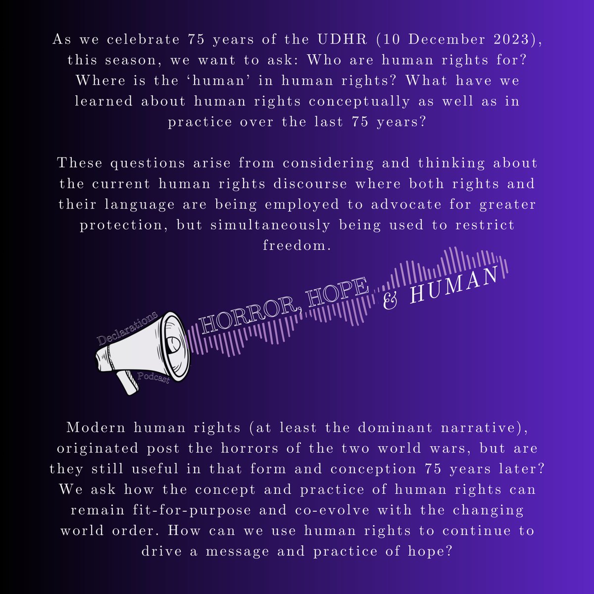 📢SEASON 8: HORROR, HOPE & HUMAN RIGHTS. Coming Soon. 👀 #HumanRights #podcast #humanrights75 #declarations