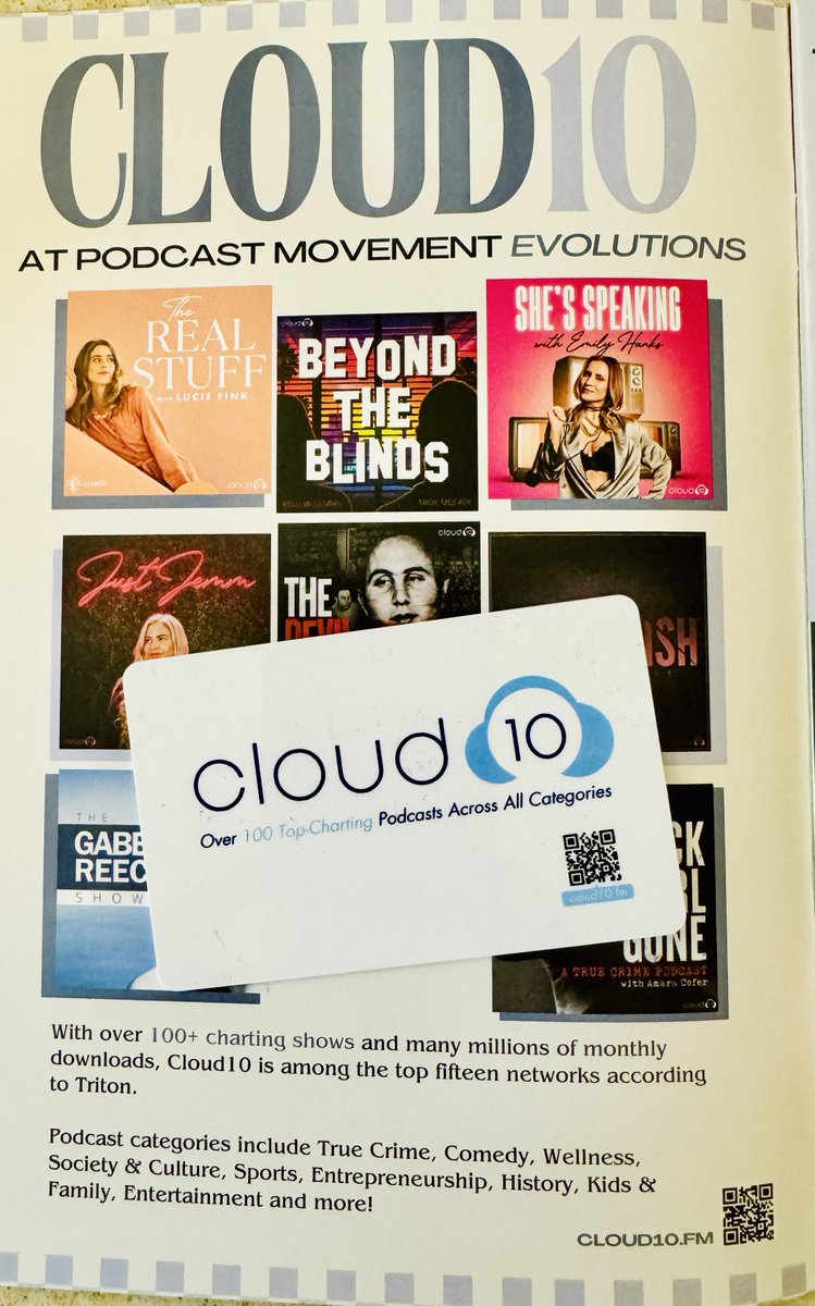 Podcast Movement’s Evolutions 2024 Hotel Key Card Sponsor is Cloud10 #Evolutions Over 100 Top -Charting Podcasts Across All Categories @ Cloud10.fm Cloud10 is a podcast network that provides listeners an outlet for best-in-class podcast discovery, #Podcasting…