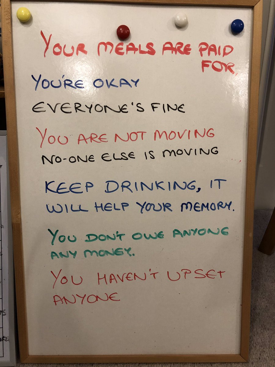 Please re-Tweet to raise awareness: 'Words of reassurance left for an elderly lady with #dementia by her daughter. A simple white board left in her sight line in her sitting room. Helped to reduce constant anxious phone calls.' MT @GrimmPhil #Alzheimers #caregiving #EndAlz