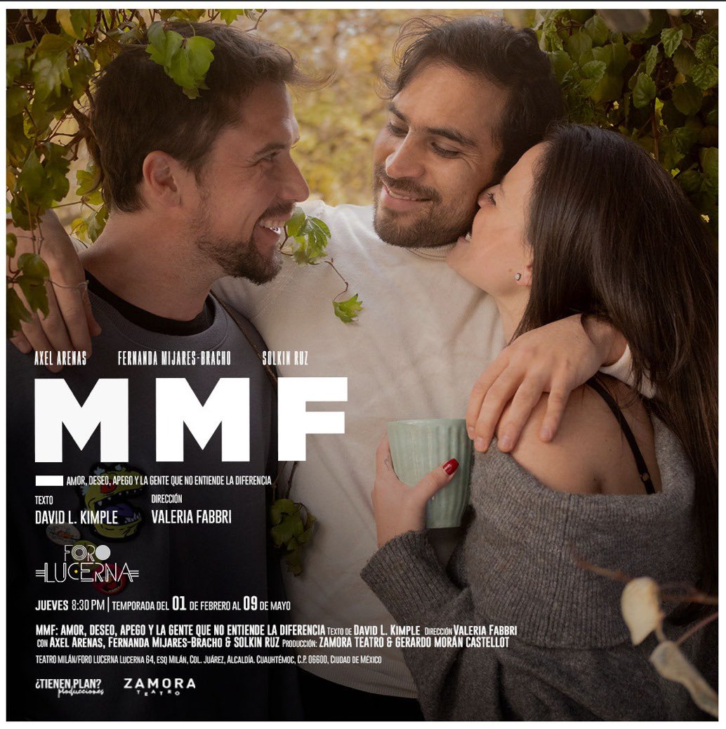 Cortesías Tenemos #pases dobles para asistir a ver la obra 'MMF' este jueves 28 de marzo en la #ForoLucerna a las 8:30. Sigue la #dinámica y gana Dale fav Retweet Comenta mencionando a 3 amigos Mandanos un DM y listo