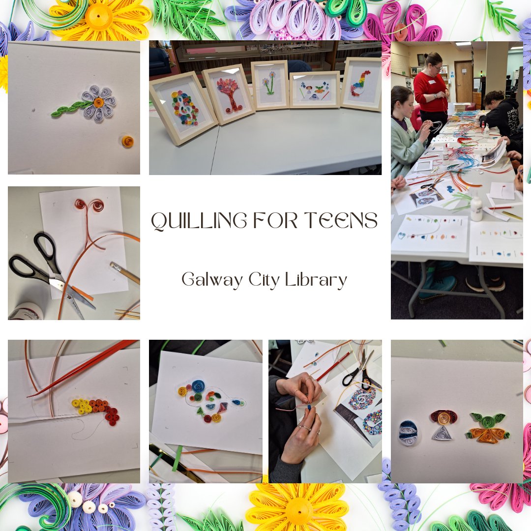 It was a creative week here in @galwaycitylib  with our “Paper Quilling for Teens” workshop. Supported by @GRETBOfficial, and led by Joan, the teens created their own framed pieces of art to take home.
#paperquilling #artforteens #papercrafts #AtYourLibrary
