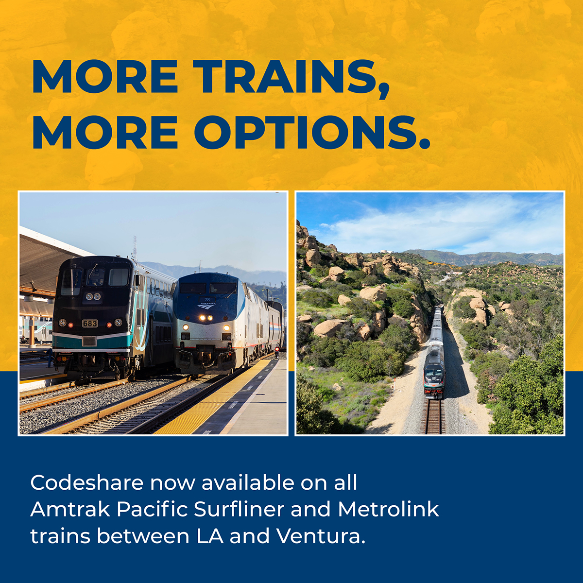 ALL Metrolink ticketholders can take any Amtrak Pacific Surfliner train between Los Angeles and Ventura, seven days a week! Travel at no extra charge within the station pairs on your ticket. #takethetrain Learn More: metrol.ink/3SEMtQD