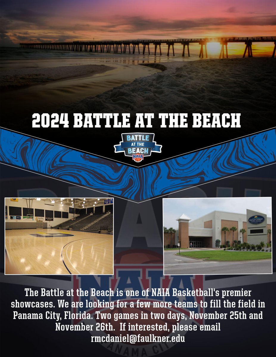 A few spots left in the 2024 Battle at the Beach!! Currently have a loaded field. Reach out if interested or you want more information!! Email rmcdaniel@faulkner.edu
