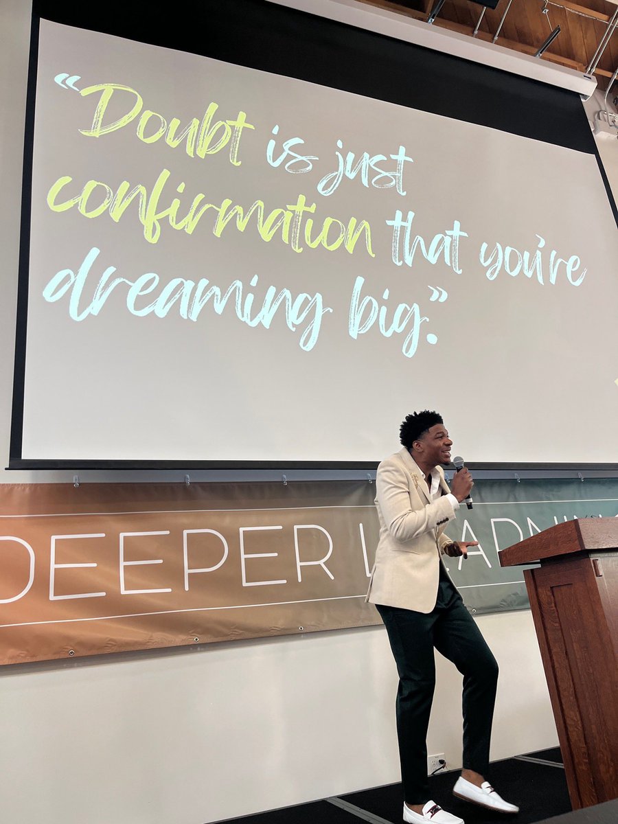 Kofi B. Bringing it at #deeperlearning24 keynote! “Doubt is just confirmation that you’re dreaming big.” !!!!!! Speaking my language. 🔥❤️