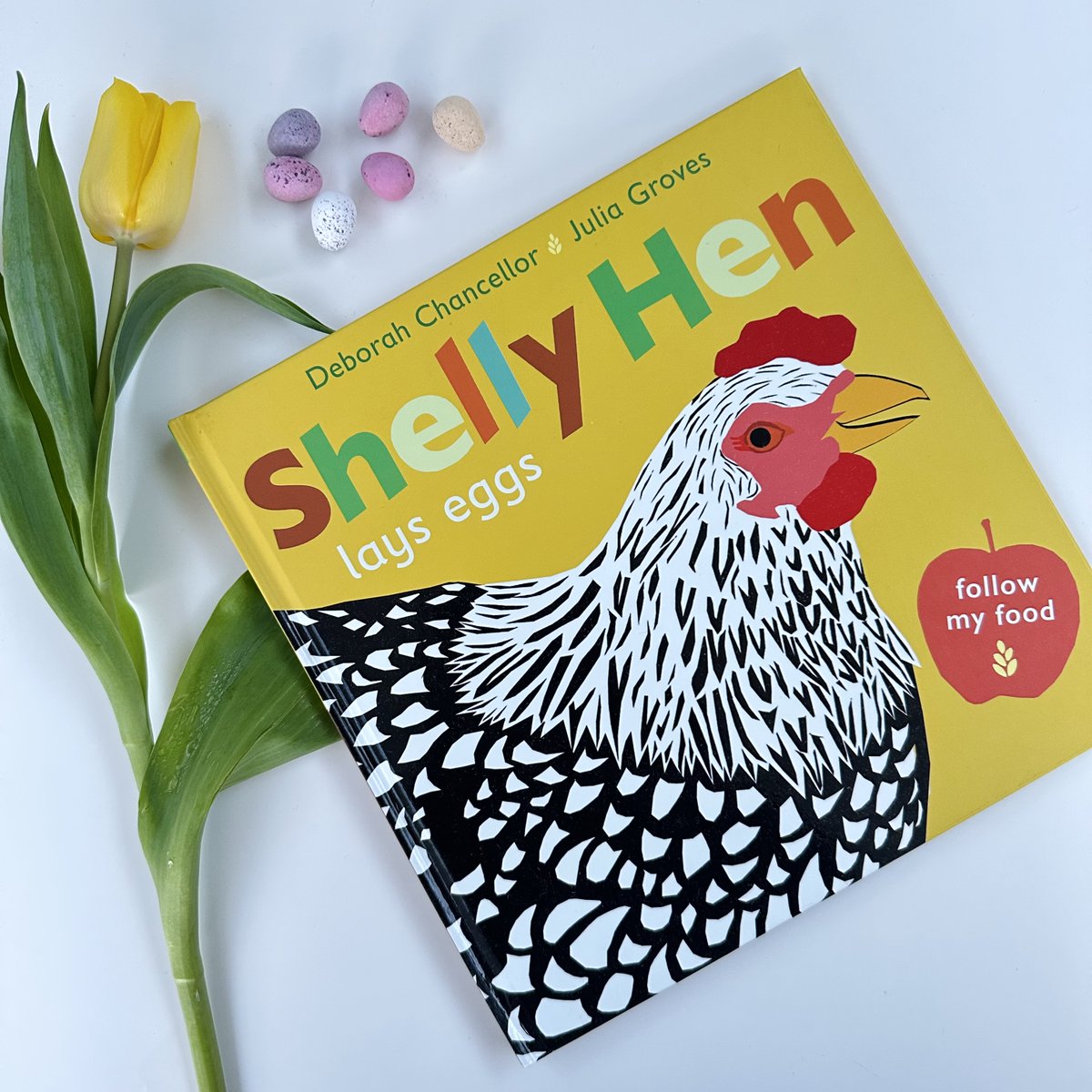 Shelly Hen lays eggs - an egg-cellent read for Easter!🥚 The #FollowMyFood series by Deborah Chancellor & @julia2groves helps children understand where their food comes from. (Maybe warn them in advance that there's no chocolate eggs in this one though...😉) @bouncemarketing