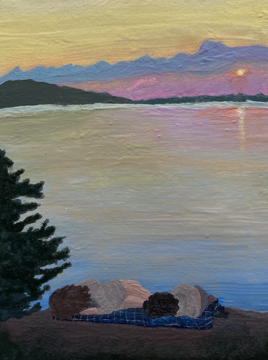 yarnartia's tweet image. so i did something
i don’t really paint (don’t even remember when i hold a brush last time,probably in high school lol) but i wanted now,and to just give back the vibe of the lake scene