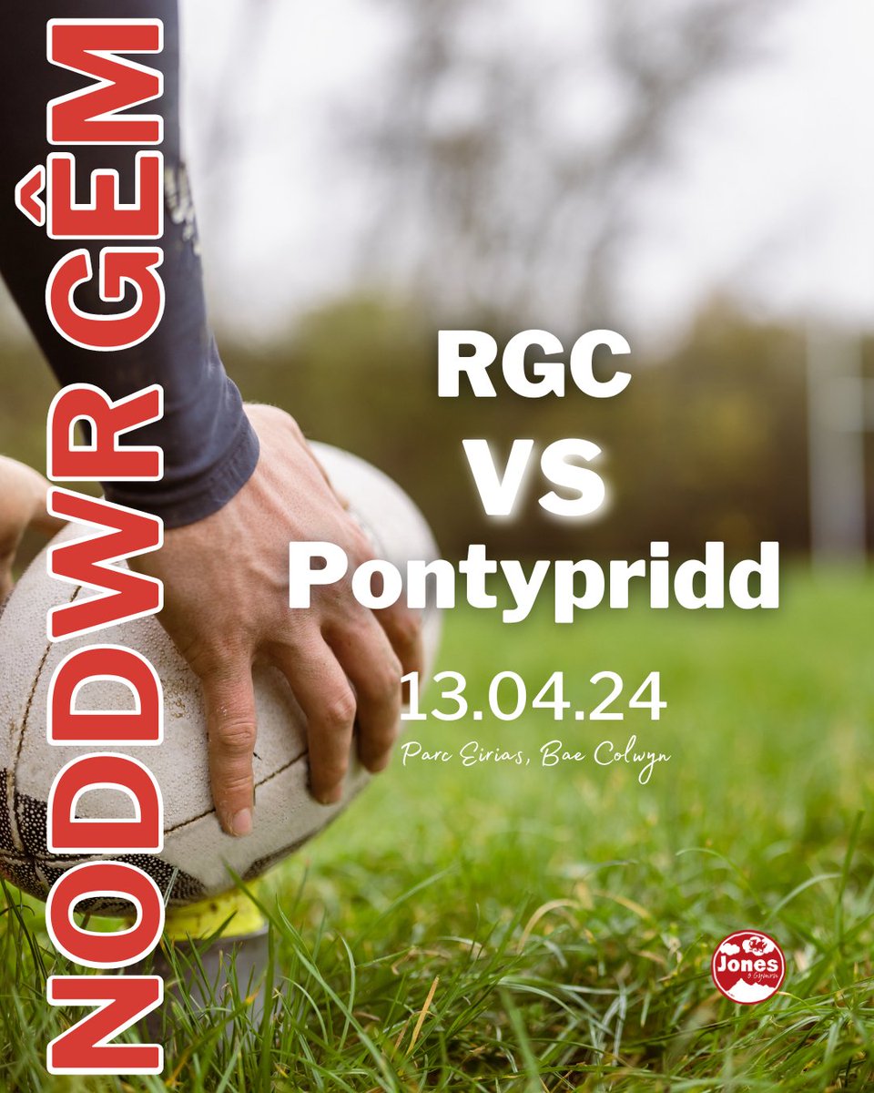 RGC x @JonesoGymru Byddwn yn noddi gem @RGCNews v Pontypridd ar y 13eg o Ebrill i ychwanegu 'crunch' i'r gemau ar barc #eirias 🏉 a da ni methu aros! #rgc #rygbi #rygbigogleddcymru