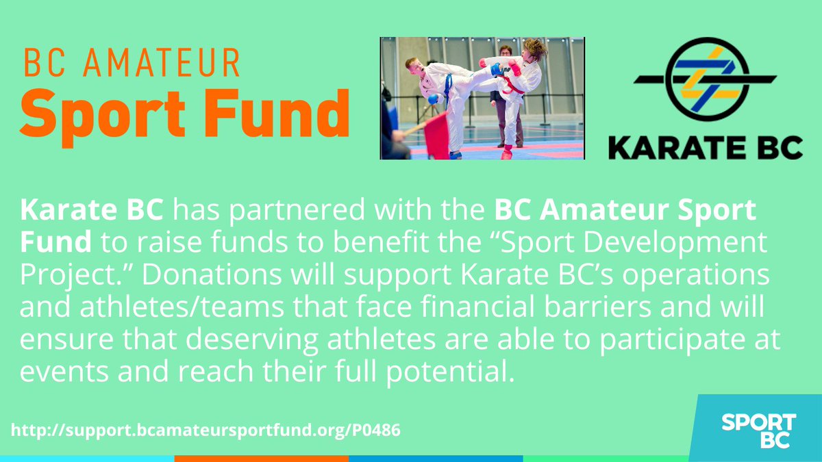 Karate BC has partnered with the BCASF to raise money for its Sport Development Project. Donations will support Karate BC’s operations, athletes that face financial barriers and ensure that athletes can participate at events. Learn more and donate here: secure.bcamateursportfund.org/registrant/Don…