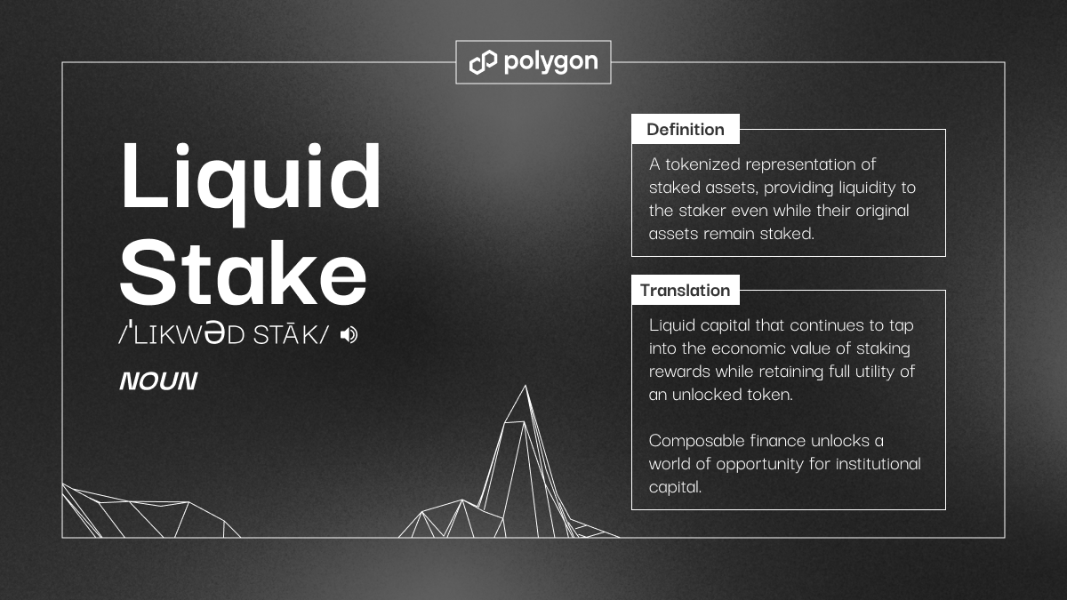 Tokenization unlocks potential far beyond simple asset transfers. It turns the static into dynamic. It turns the illiquid into liquid.

Tokenized liquid stake is one of these unlocks - transforming the locked-in value of staked assets into liquid tokens.

Staking mechanisms are a