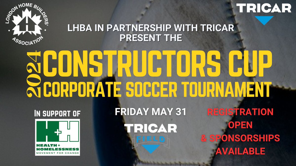 We are excited to announce our partnership once again this year with the @LHBA_ to present the 2024 Constructors Cup corporate soccer tournament at Tricar Field. May 31, 2024 Tricar Field, 3800 Colonel Talbot Road Register your team at: birdeye.cx/qeda24