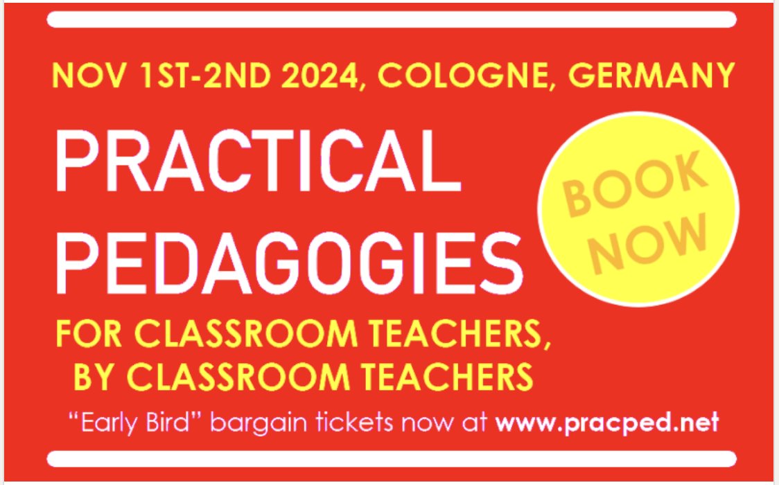 New on ¡Vámonos! Practical Pedagogies 2024 - will you be there? Find out why you should join me in Cologne and take advantage of the early bird offer.  lisibo.com/2024/03/practi… #pracped24 <a href="/pracped/">pracped</a>