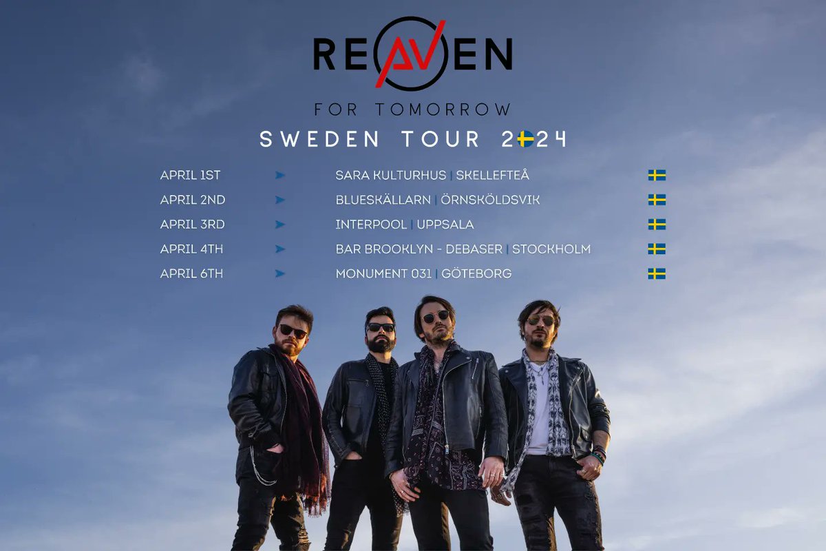 🇸🇪✨[SWEDEN TOUR]✨🇸🇪 In two days we will hit the road to Sweden for our very first Sweden Tour !!! We are SOOO EXCITED to meet you guys !! It is gonna be epic !! Be ready !!🤘 🎟️TICKETS IN BIO or HERE🎟️ ticketmaster.com/reaven-tickets… #sweden #swedentour
